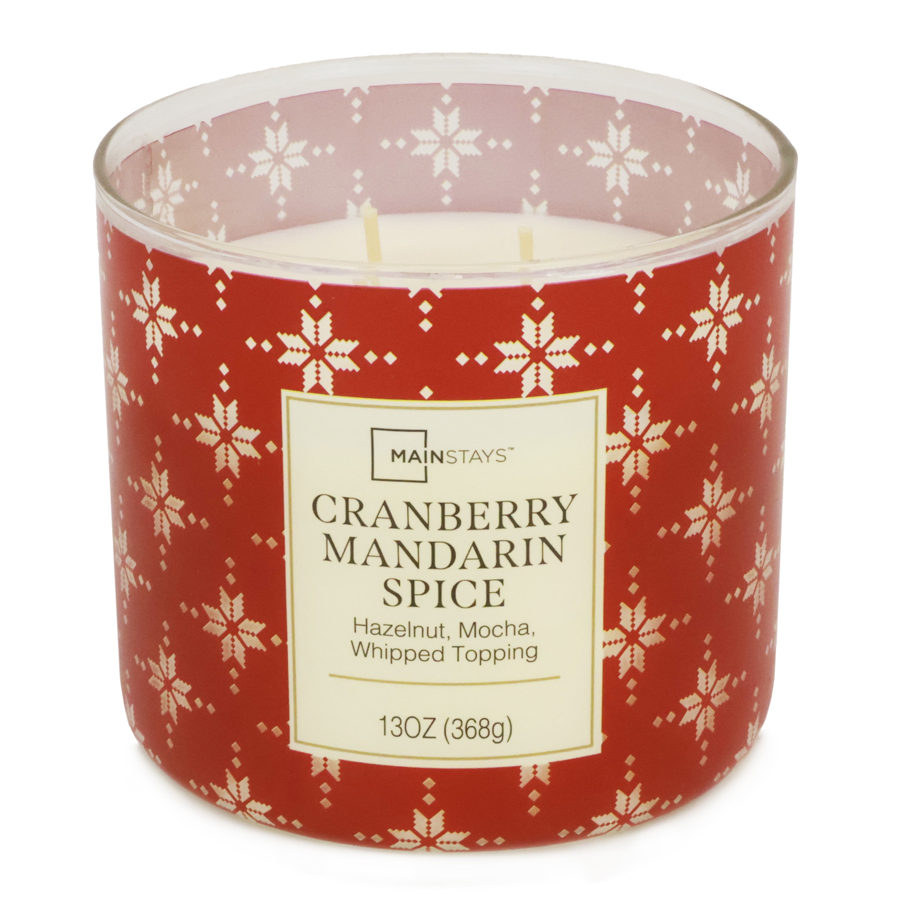 Mainstays 3-wick Cranberry Mandarin Spice Snowflake Candle, 13-Ounce