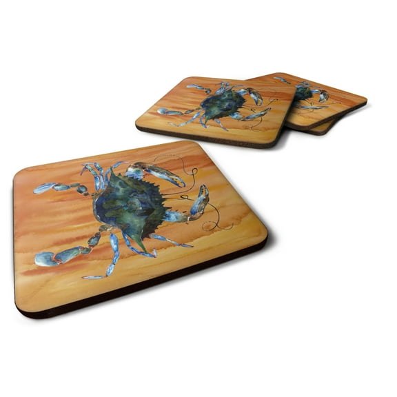 Carolines Treasures 8143FC Crab Foam Coaster Set of 4 3 1/2 x 3 1/2 multicolor