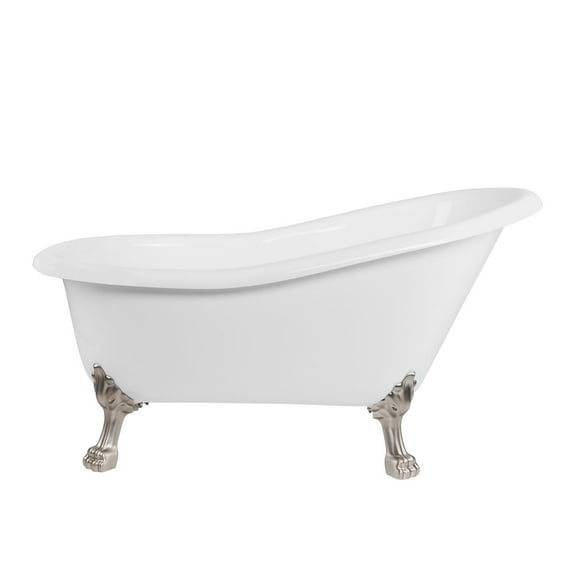 Paris 57 Inch Acrylic Slipper Clawfoot Tub - No Faucet Drillings - Lion Paw Feet