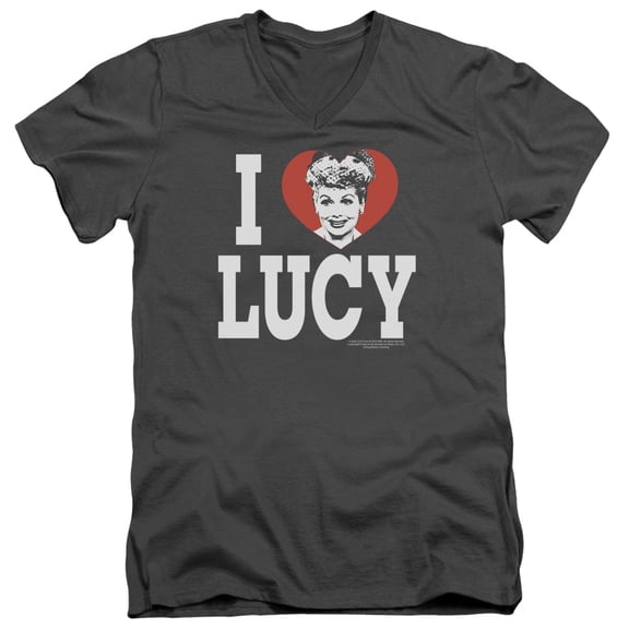 I Love Lucy I Love Lucy S/S Adult V-Neck 30/1 T-Shirt Charcoal