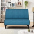 thumbnail image 3 of Loveseat Sofa, Upholstered Small Sofa Couch Mini Love seat Sofas for Bedroom Living Room (Blue) My Lux Decor Round, 3 of 6
