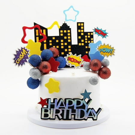51PCS Superhero Themed Birthday Decorations Superhero Birthday Cake Decorations