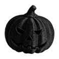 thumbnail image 5 of Hovilon Black Halloween Pumpkin Decoration, Wicker Texture Hollow Carved Scary Face Desktop Ornament, Solid Plastic Deformation-Resistant Shelf Mantel Entryway Party Table Festive Home Decor Gift, 5 of 6