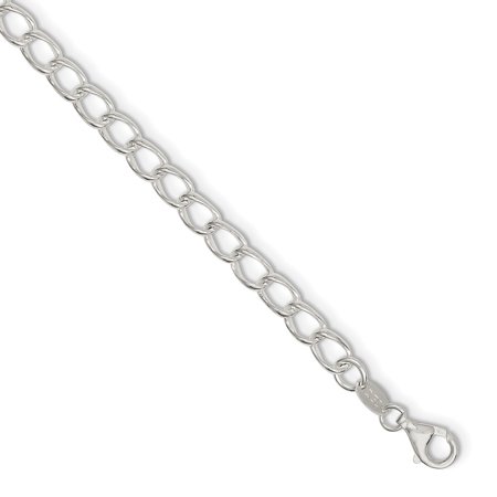 1/2 Inch Sterling Bracelet - 5.3mm, Sterling Silver Half Round, Solid Curb Chain Bracelet, 8 Inch
