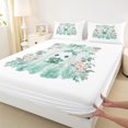 thumbnail image 4 of Manfei Kawaii Bow Ghost King Sheets 4pcs, Happy Halloween Floral Pumpkin Bedding, Green White Pink,1 Fitted Sheet, 1 Flat Sheet and 2 Pillowcases, 4 of 5