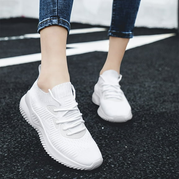BONIXOOM White Sneakers for Women Running Shoes for Women Walking Shoes Athletics Slide Casual Shoes White 2024 Summer Clearance Size 6