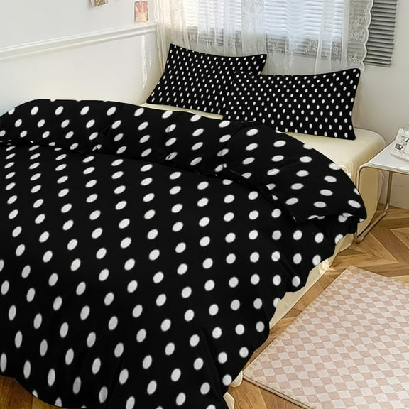 3 Pcs Soft Bedding Set, Includes 1 Duvet Cover with Zipper And 2 Pillow Shams,Small Dots Pattern Twin(86"x70")