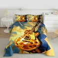 thumbnail image 2 of Homewish Child Guitar Full Size Comforter Sets, Modern Music Bedding Comforter Set, Cartoon Musical Instruments Reversible Bedding Sets, Lightweight Room Decor, 3 Pieces, 2 of 8