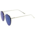 thumbnail image 4 of zeroUV Unisex Modern Slim Temple Brow Bar Rimless Colored Mirror Flat Lens Aviator Sunglasses 59mm (Silver / Blue Mirror) - 59mm, 4 of 5