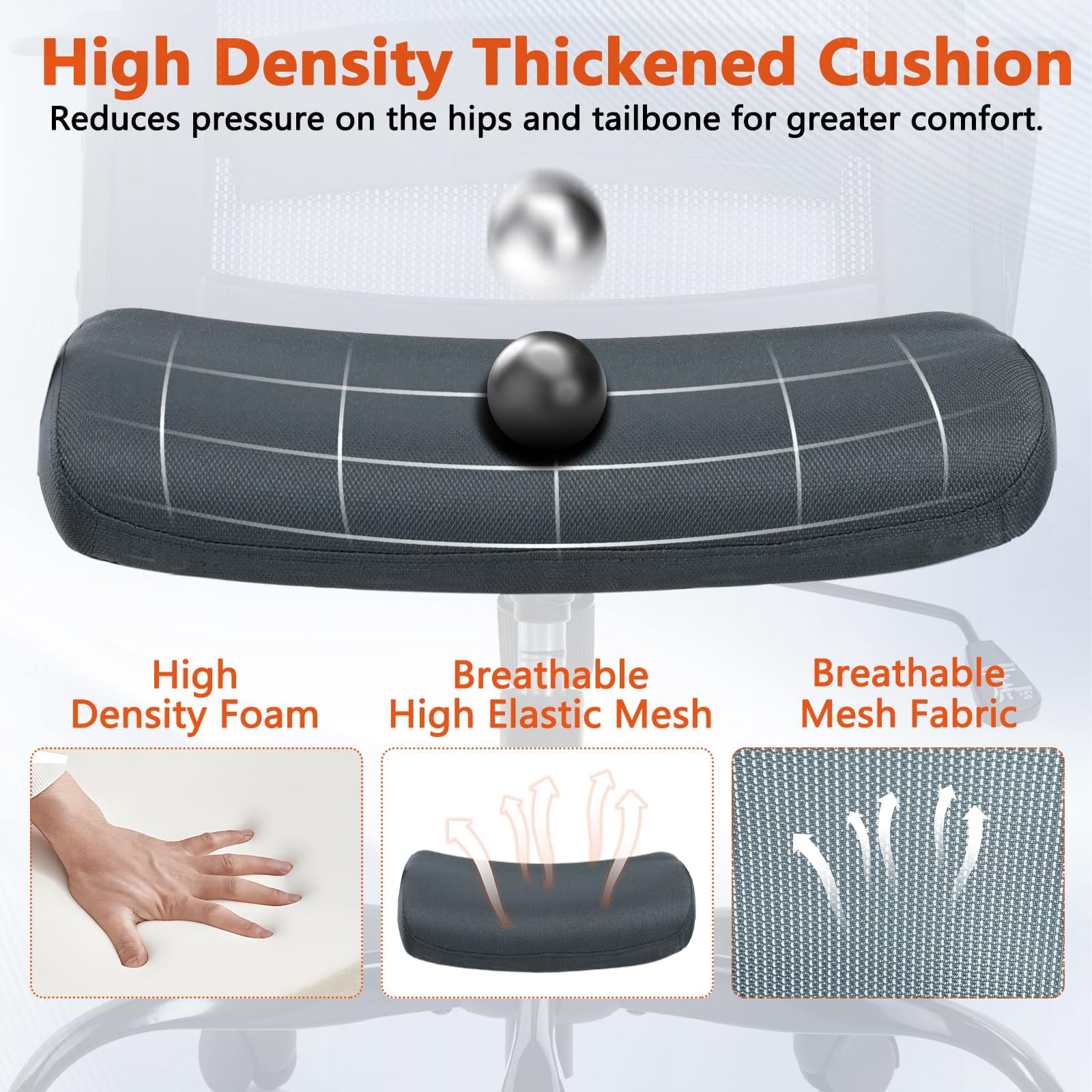 CLATINA Ergonomic Office Desk Chair - Mesh Office Chair with Adjustable Lumbar Support, Rolling Comfortable Computer Task Chairs with Arms for Home Conference-Gray