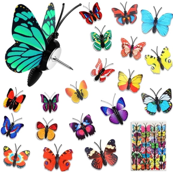 50 Pcs Butterfly Push Pins,Beautiful Bulletin Board Pins,Decorative Butterfly Thumbtacks for Bulletin Board,Colorful Cute Pushpins for Photo Wall,Gorgeous Pattern Decorations (Multi-Color)