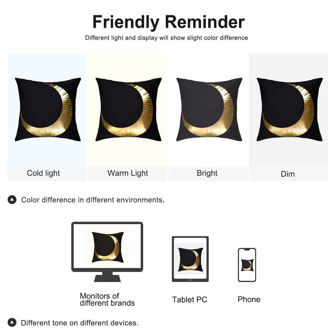 Unique Bargains Gold Foil Print Decorative Throw Pillow Cover 18" x 18" Black&Gold