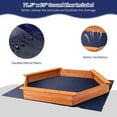 thumbnail image 6 of Gymax Hexagon Wooden Cedar Sand Box w Seat Boards & Cover & Ground Liner, 6 of 10
