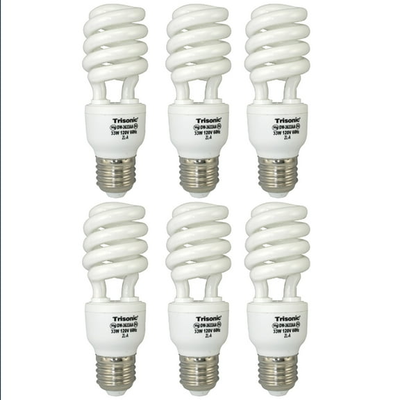 6 PC Daylight Bulb Light 33 W Energy Saving 150 Watt Output White Fluorescent