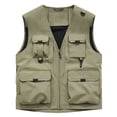 thumbnail image 2 of RYDCOT Men's Utility Fishing Vest Waterproof Lightweight Outdoor Work Sai Travel Cargo Vest with Multi-Pockets Khaki, 2 of 3