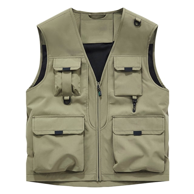 pstuiky Camiseta sin mangas para hombre, Chaqueta de trabajo sin mangas con cuello y múltiples bolsillos para hombre Camisas de hombre xl