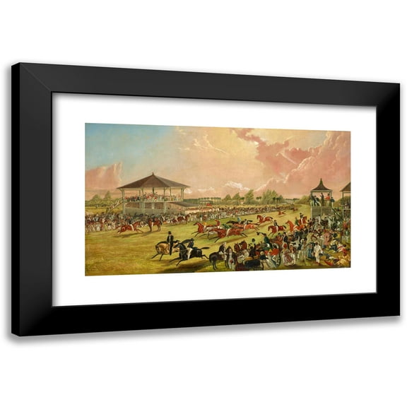 W. S. Hedges 14x10 Black Modern Framed Museum Art Print Titled - A Race Meeting at Jacksonville, Alabama (1841)