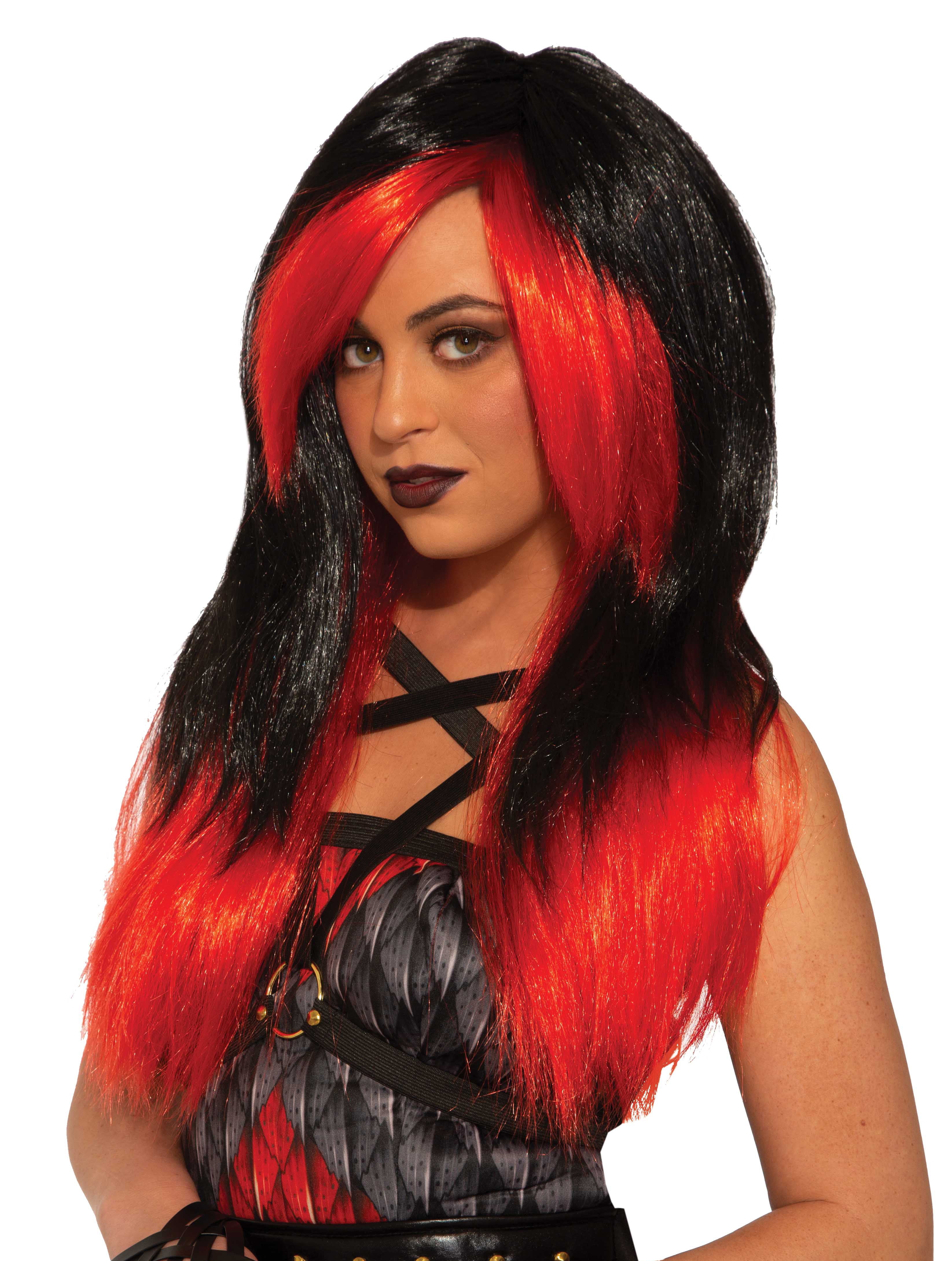 Adult Long Punk Rock Witch Multicolor Costume Wig 