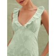 thumbnail image 3 of Mint Green Floral Textured Tiered Ruffle Maxi Dress For Wedding Event, 3 of 5