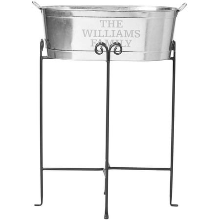 Galvanized Beverage Tub - Family Name w/Stand