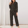 thumbnail image 2 of KLL Flower Pattern On Black Print Women's Long Sleeve Pajamas with Pants Sleepwear Loungewear 2 Set-XX-Large, 2 of 7