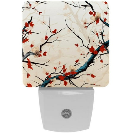 

Landscape Branches Flowers LED Night Lights Dusk To Dawn Smart Sensor 0.5W Plug-In Night Lights Lamp For Bedroom Bathroom Kitchen Hallway Stairs 2Pack