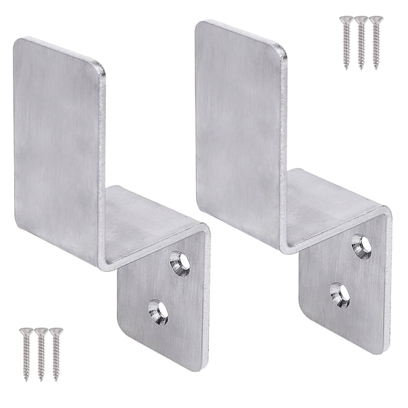 VANROUG 2x4 Door Barricade Brackets 2PCS Heavy Duty Stainless Steel Drop Open Bar Security Door Lock Bracket Bar Holder Fits 2 by 4 Lumber,Security Z Bracket for Barn, Gate, Shed, Garage