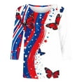 thumbnail image 4 of Cleans Summer Plus Size Patriotic T-Shirts for Women，Ladies Usa Flag Star Tops Shirts Crew Neck Tees 3/4 Length Sleeve Tops Vintage Causal T Shirts American Flag Stra Graphic Tunic Blouse Clothes, 4 of 5