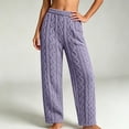 thumbnail image 6 of Kaemgyyd Women's Pajama Pants Elastic Waist Fleece Pj Bottoms Texture Loungewear Trousers Comfy Soft Straight Leg Pants（Purple,One Size）, 6 of 7