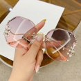 thumbnail image 2 of Luxury Fashion Oversized Rimless Sunglasses Women Fashion Design Big Frame Diamond Square Sun Glasses For Female, 2 of 5