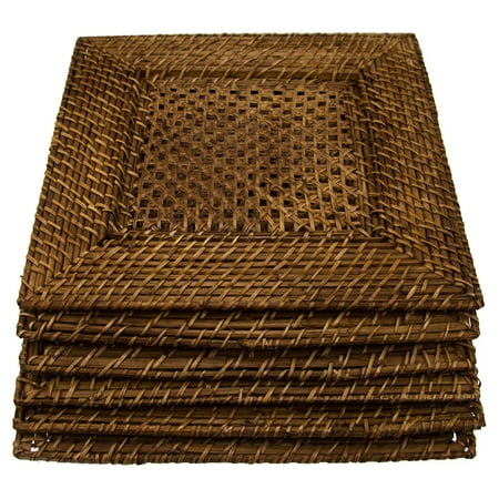 6 Pack Bamboo Rattan 14 Square Charger Plates By Malacca Elements 6 Pack Bamboo Rattan 14 Square Charger Plates By Malacca Elements Dinner Servers