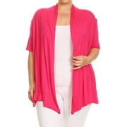 MOA COLLECTION Women's Plus Size Short Sleeve Open Front Cardigan for Everyday Wear