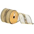 thumbnail image 1 of Vickerman Q170137 4 in. x 10 Yard Gold Sheer Embroidery Wired Ribbon, 1 of 1
