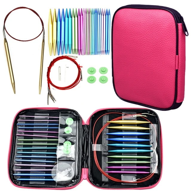 DEBGFS 2024 New Circular Knitting Needles Sets Aluminum 26PCS Interchangeable Crochet Needles with Chrysanthemum Case Sewing Accessory,Multicolour
