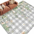 thumbnail image 2 of Area Rug for Living Room, Watercolor Floral Non-Slip Indoor Ex Large Carpet for Bedroom/Dining Room, Spring Flowers Leaves Plants Gray Plaid Washable Low-Profile Floor Runner Rugs - 8 x 10 Ft, 2 of 7