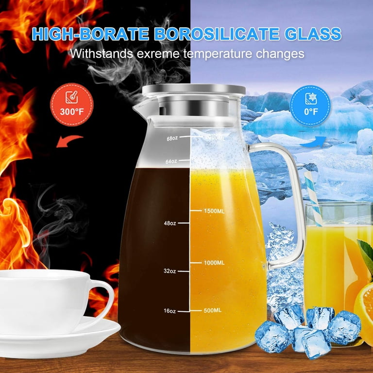 Aofmee 68oz Glass Pitcher with Stainless Steel Lid photo 2