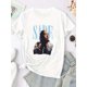 thumbnail image 3 of [1pc Retro Fashion Graphic Tee] 1pc Y2K Retro Fashion Women'S Casual Sport T-Shirt, Street Round Neck Short Sleeve with SADE Graphic Print, Polyester Knit Fabric, Stretchy, All Seasons, Multipl, 3 of 7