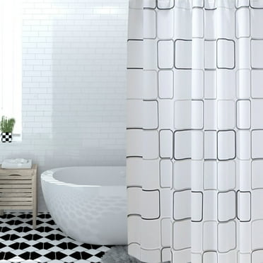 Shower Curtain Liner, Mold Mildew Resistant, Water-Repellent Durable PEVA Shower Curtain Liner with Plastic Hooks, 71 x 80 Inch, White