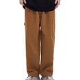 thumbnail image 1 of toraway Summer Stretch Casual Pants Mens Mens Casual Solid Cargo Pants Relaxed Fit Lightweight Stretch Elastic Waist Button Joggers Pants Multi Pockets L, 1 of 4
