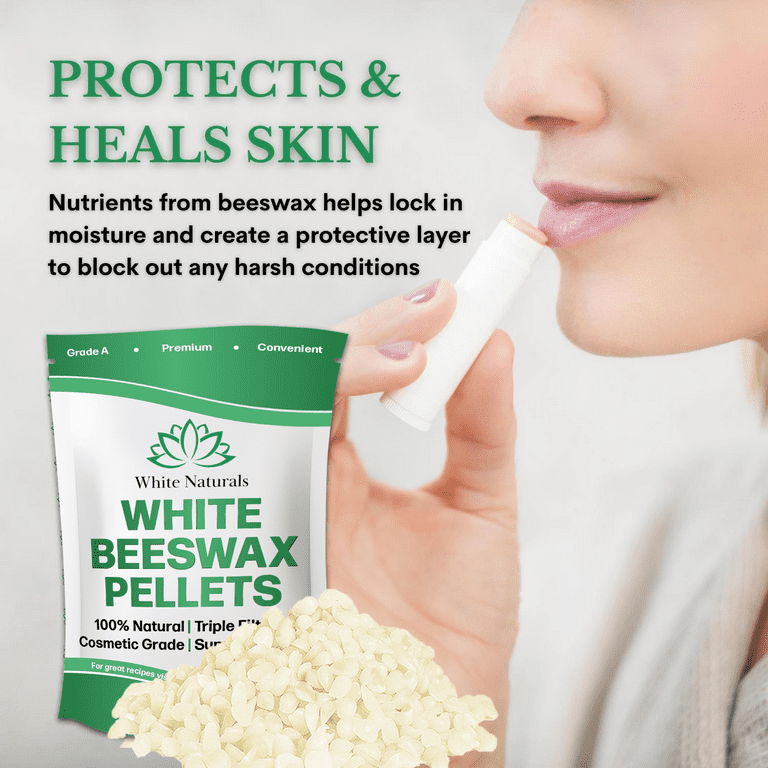 White Beeswax Pellets 1 lb, Organic, Pure, Natural, Cosmetic Grade, Bees  Wax Pastilles, Triple Filtered, Great for DIY Lip Balms, Lotions, Candles  16