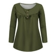thumbnail image 4 of Timegard Tops for Women Long Sleeve Notched V-Neck Button Ruched Comfy Long Blouse Casual Tunic Tops, 4 of 5