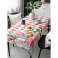 thumbnail image 2 of Pink Spring Floral Rectangle Tablecloth, Watercolor Flowers Butterfly Checkered Waterproof & StainResistant Tablecloth, Washable Oil-proof Table Cover for Dining/Party/Wedding/Buffet 60x120 In, 2 of 9