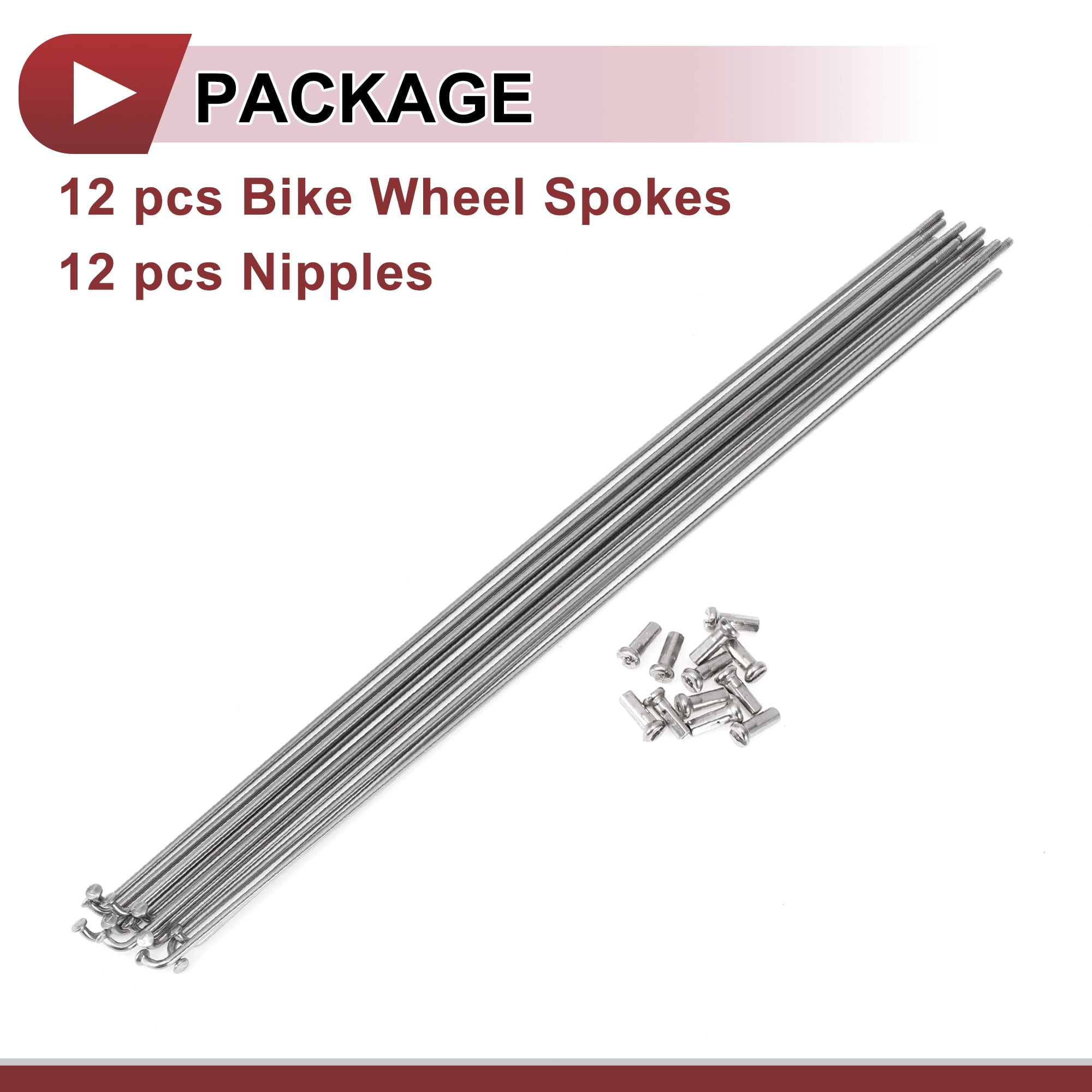 Unique Bargains 12 Set 14G Bicycle Spokes 14G Bike Wheel Spoke 304 Stainless Steel 261mm