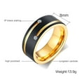 thumbnail image 2 of Yellow Gold Plated AAAAA CZ Tungsten Carbide Mens Ring Men Wedding Band Black Ring for Man, 2 of 7