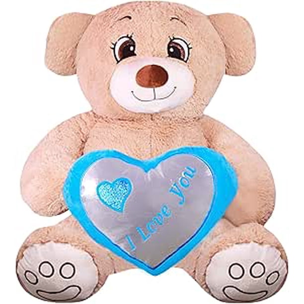 PELUCHERIA - Oso Rechoncho Beige ILY con corazon Azul