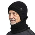thumbnail image 2 of AWZXDE Winter Hats For Men Thick Lined Knit Hat And Scarf Set Neck Warmer For Older Men Warm Cap Black, 2 of 5