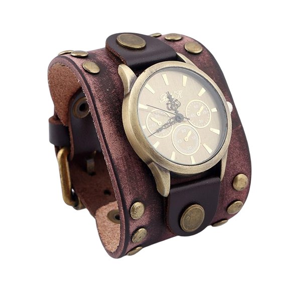 de reloj con correa genuina para hombres retro, joyería Regalo Accesorios y livianos Profesional de Marrón Sunnimix reloj de pulsera