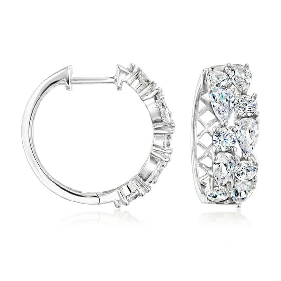 Ross-Simons 3.50 ct. t.w. CZ Hoop Earrings in Sterling Silver, Women's, Adult
