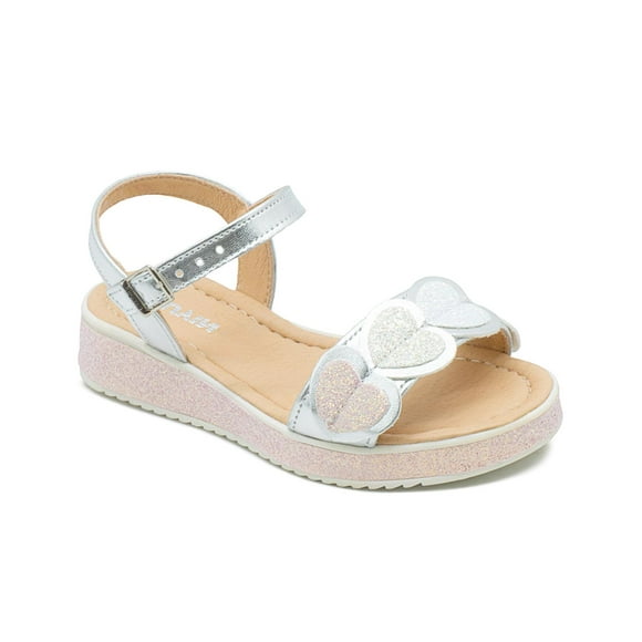 Sandalia Para Niña Corazones Brillantes Color Plateado plateado 15.5