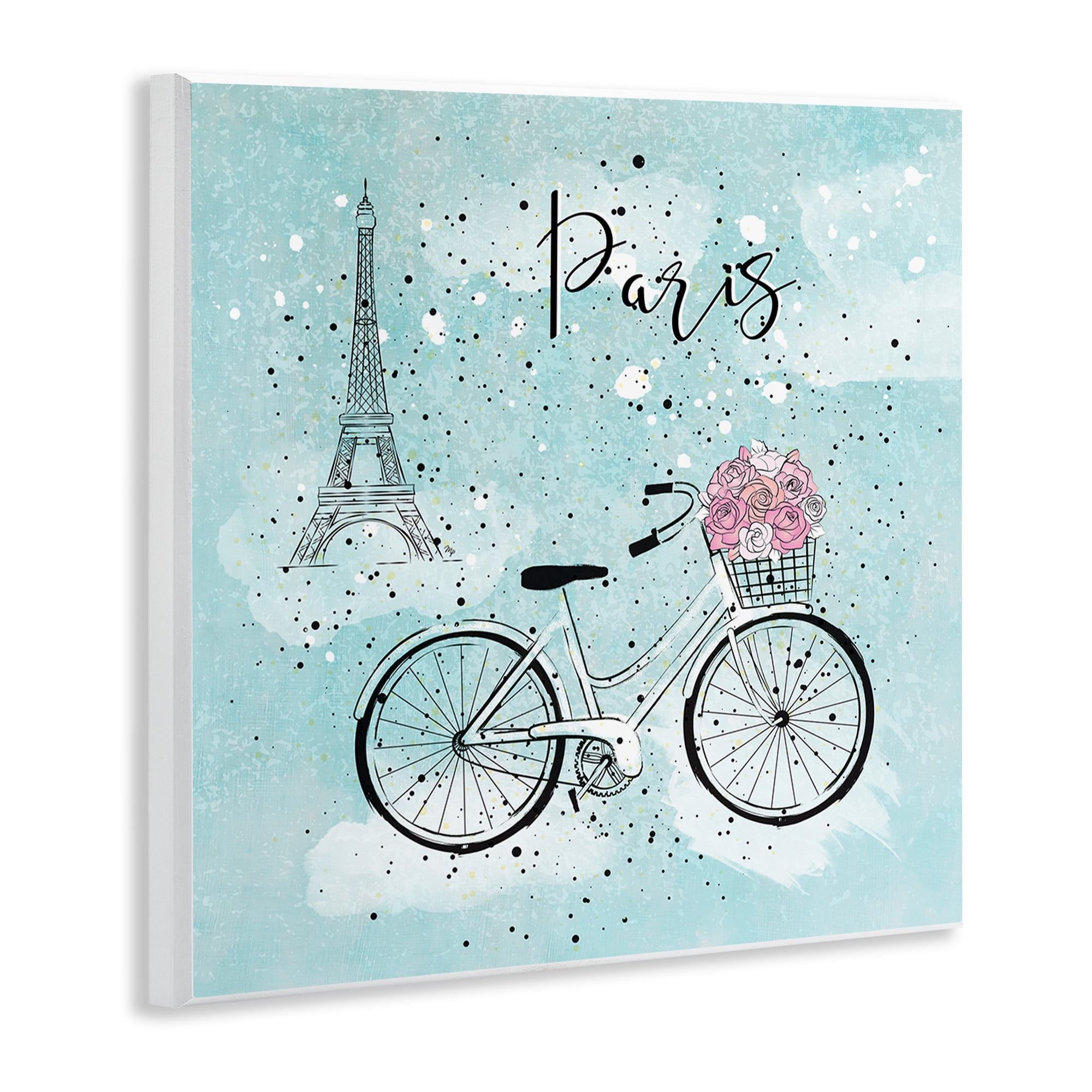 Stupell Industries Paris Floral Bicycle Town & City Painting Unframed Art Print Wall Art, 12 x 12